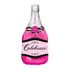 Rožinis šampano butelis