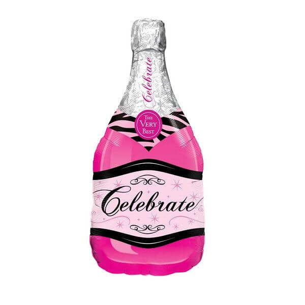 Rožinis šampano butelis