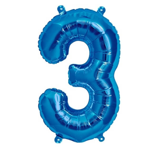 Folinis mėlynas balionas skaičius 3
