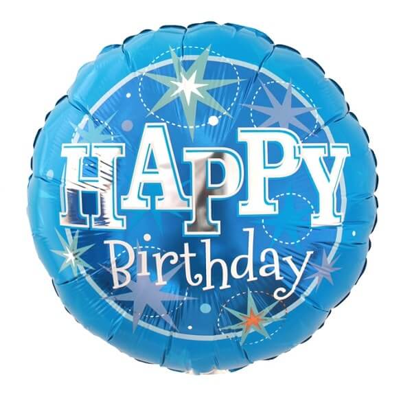 Mėlynas folinis balionas „Happy birthday“