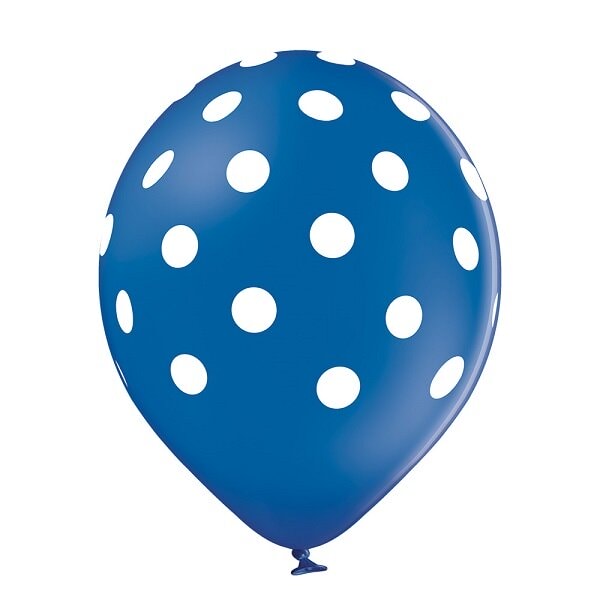 Guminis mėlynas balionas su taškeliais šventinės dekoracijos