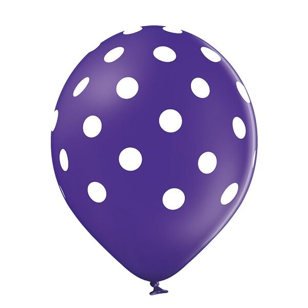 Guminis violetinis balionas su taškeliais šventinės dekoracijos