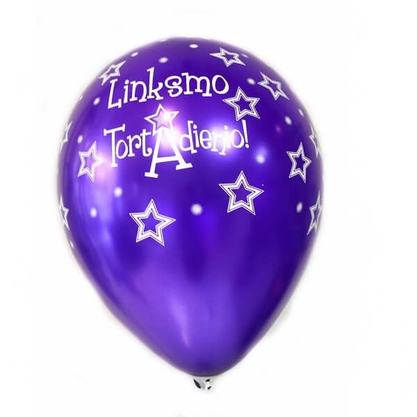 Violetinis balionas „Linksmo tortadienio!“