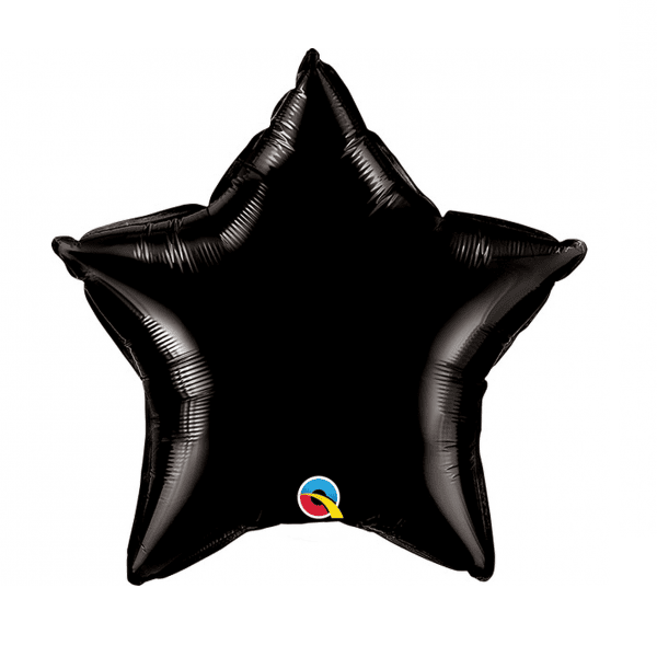 Blizgus folinis balionas žvaigždutės formos juodos spalvos