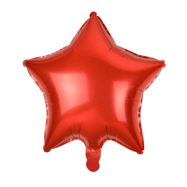 Blizgus folinis balionas žvaigždutės formos raudonos spalvos
