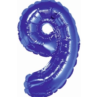 Mėlynas folinis balionas skaičius 9