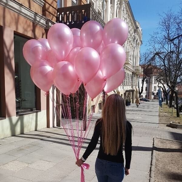 Rožiniai perlamutriniai balionai