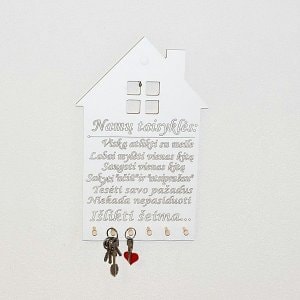 Medinės raktų kabyklos Namų Taisyklės