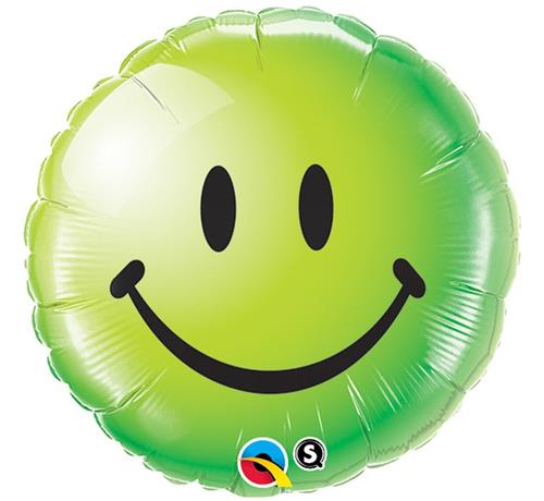folinis zalias helio balionas smile Šventinė dovana žalias folinis balionas su šypsena