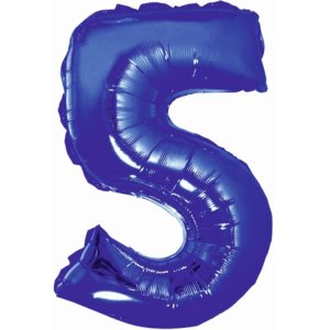 Folinis mėlynos spalvos balionas skaičius 5