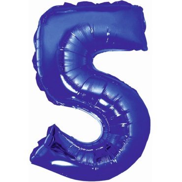 Folinis mėlynos spalvos balionas skaičius 5