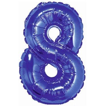 Folinis mėlynos spalvos balionas skaičius 8
