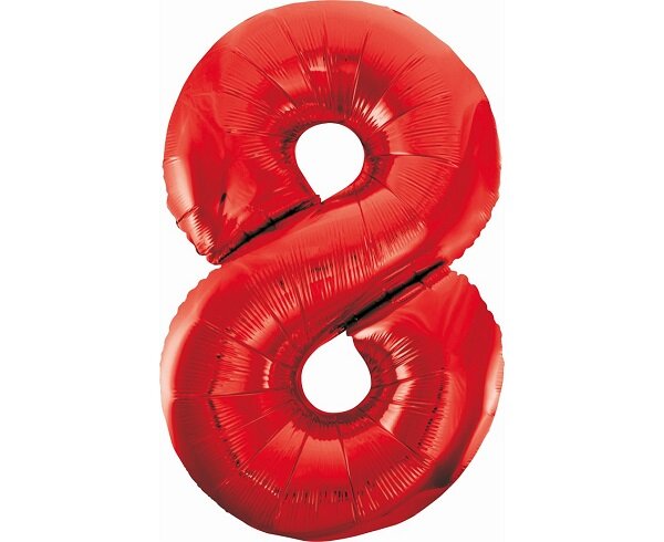 Raudonas folinis balionas Skaičius 8