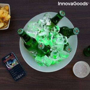 Šviečiantis gėrimų kibiras su garsiakalbiu ir led lempa