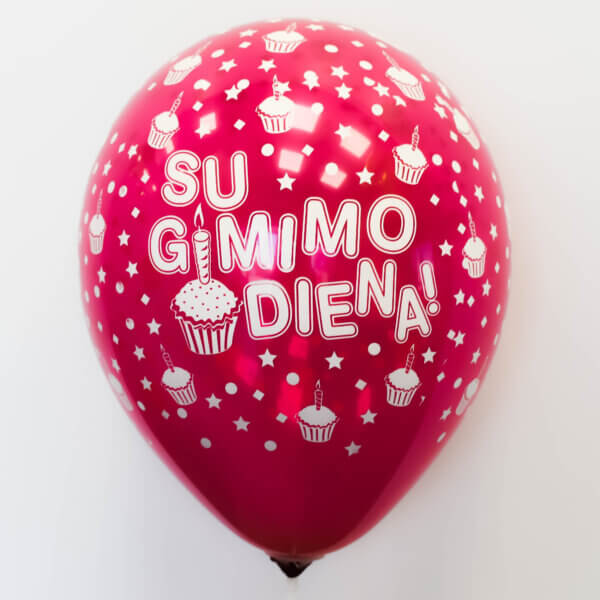 Guminis raudnas helio balionas gimtadienio proga