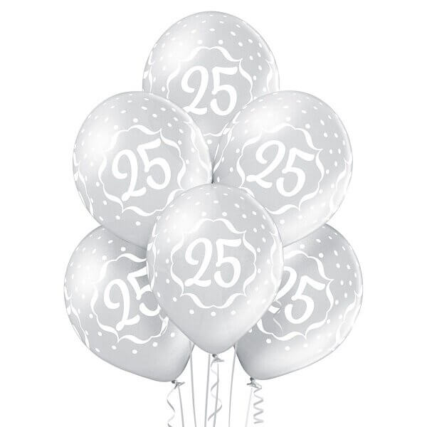 Perlamutrinisi sidabriniai balionai gimtadienio proga
