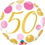 Baltas folinis apvalus balionas skaičius 50
