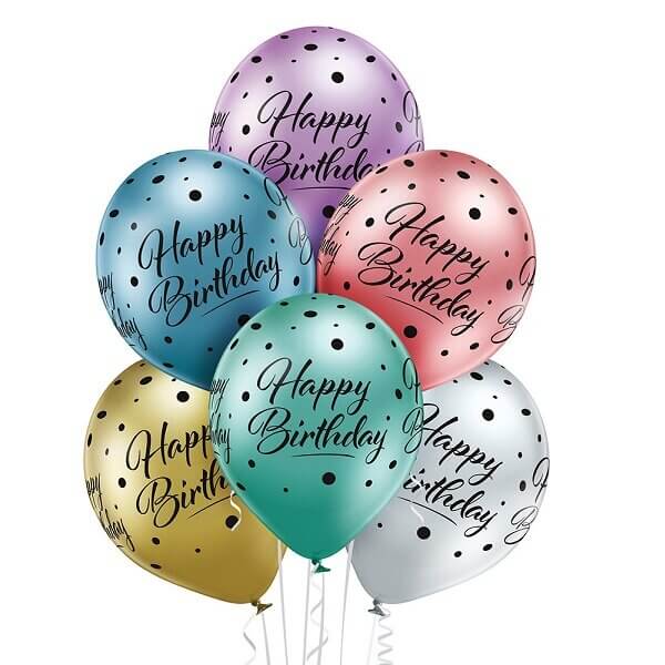 Chrominis nepripūstas balionas „Happy Birthday“