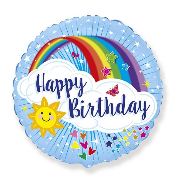 Nuotaikingas folinis nepripūstas balionas „Happy Birthday“