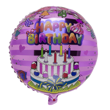Rožinis folinis nepripūstas balionas „Su gimtadieniu“