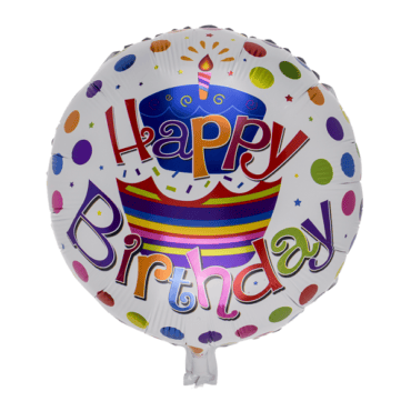 Taškiukais dekoruotas folinis nepripūstas balionas „Happy Birthday“