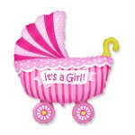 Folinis rožinis nepripūstas balionas „It's a Girl“