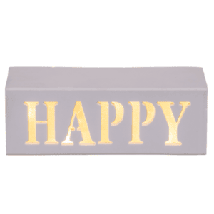 LED užrašas „Happy" medinėje dėžutėje