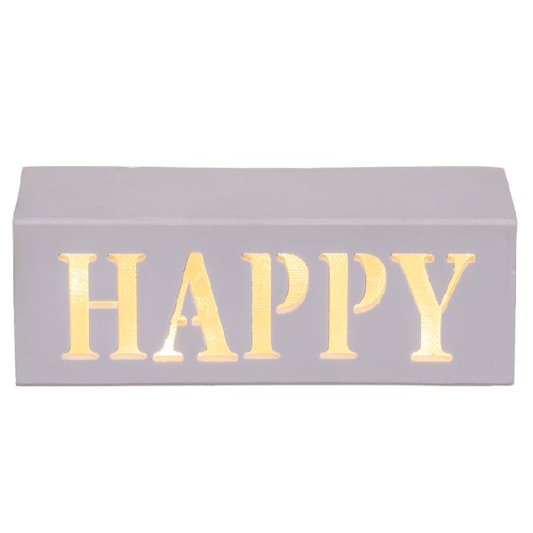 LED užrašas „Happy" medinėje dėžutėje