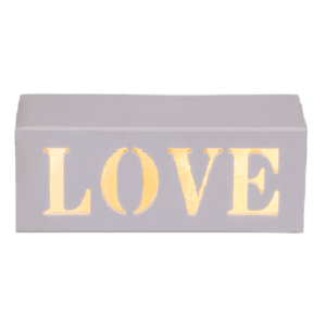 LED užrašas „Love" medinėje dėžutėje