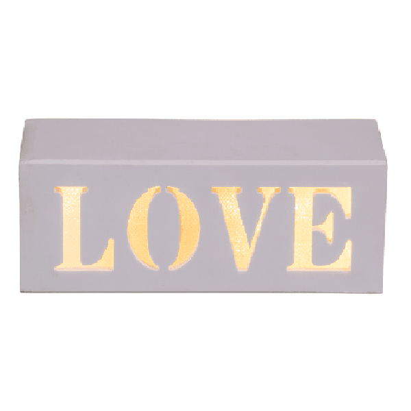 LED užrašas „Love" medinėje dėžutėje