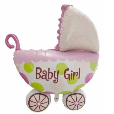 Rožinės spalvos vežimėlis mergaitei gimtadienio proga