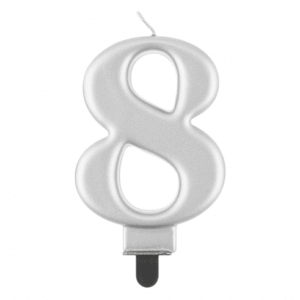 Gimtadienio žvakutės sidabrinis skaičius 8