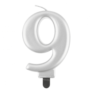 Gimtadienio žvakutės sidabrinis skaičius 9