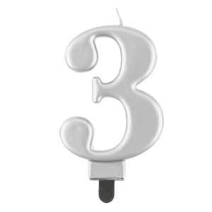 Gimtadienio žvakutės sidabrinis skaičius 3