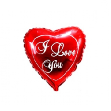 Raudonas folinis širdelės formos balionas „I love you"