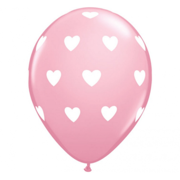 Rožinis balionas su širdelėmis
