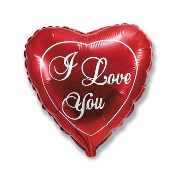 Raudonos spalvos širdelės formos balionas I love you