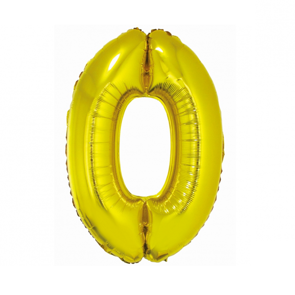 Auksinis folinis balionas „Skaičius 0" 76 cm