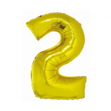 Auksinis folinis balionas „Skaičius 2" 76 cm
