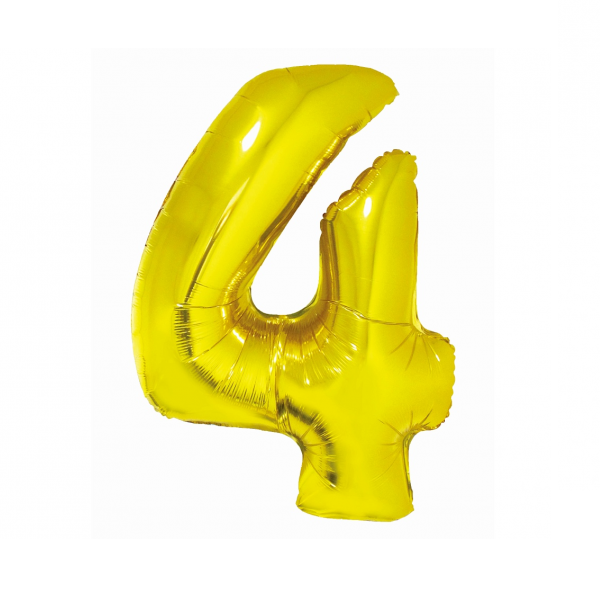 Auksinis folinis balionas „Skaičius 4" 76 cm