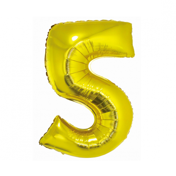 Auksinis folinis balionas „Skaičius 5" 76 cm
