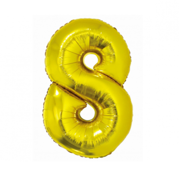 Aukso spalvos folinis balionas „Skaičius 8"