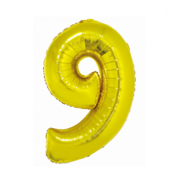 Aukso spalvos folinis balionas „Skaičius 9"