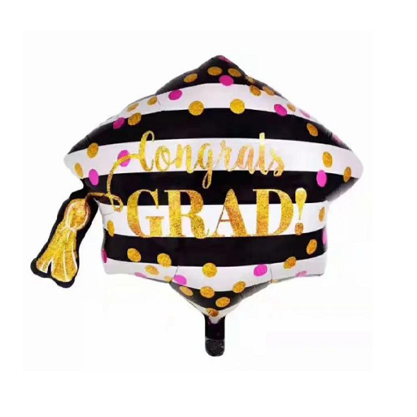 Dryžuotas folinis balionas „Congrats Grad"