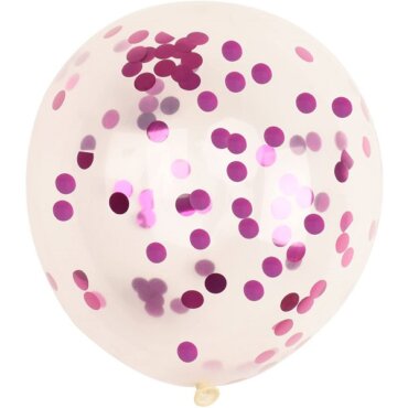 Skaidrus guminis balionas su rožiniais konfeti gimtadienio balionai