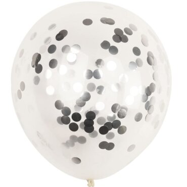 Skaidrus guminis balionas su sidabriniais konfeti gimtadienio balionai