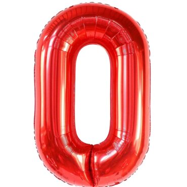 Folinis raudonos spalvos balionas „Skaičius 0"
