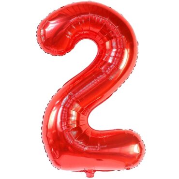 Folinis raudonos spalvos balionas „Skaičius 2"