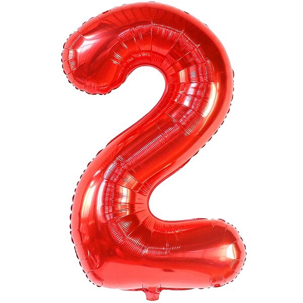 Folinis raudonos spalvos balionas „Skaičius 2"