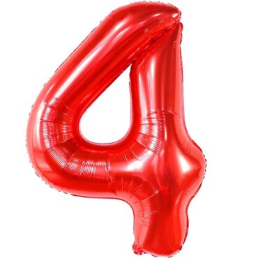 Folinis raudonos spalvos balionas „Skaičius 4"